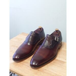 Magnanni Single Monk Dress Shoes Mens Size 9 M Two Tone Brown And Marble Gray